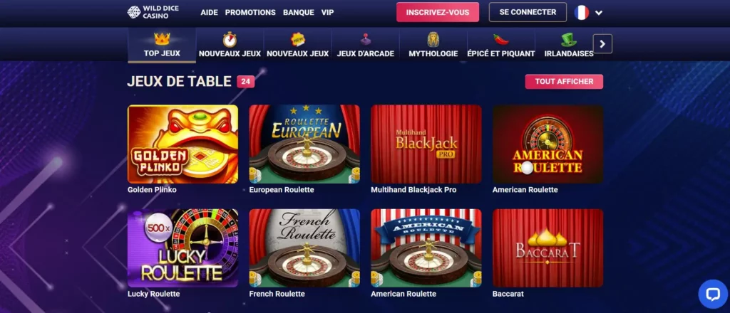 Jeux de table et expériences avec croupier en direct